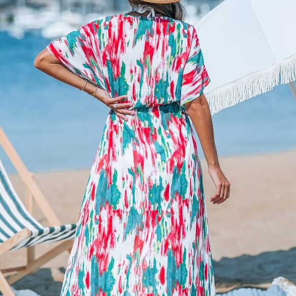 Cupshe Abstract Dolman Sleeve V Neck Maxi Dress Size S | NWT - Picture 3 of 4